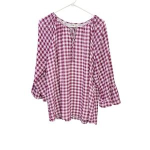 Cato Gingham Blouse in Pink and White size 14/16W adorable sleeves